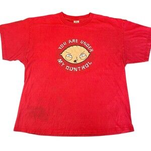Vintage Y2K Family Guy Stewie Mind Control T-shirt Mens XL Red Delta Pro 2004